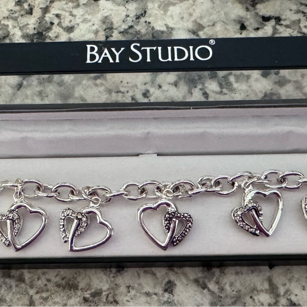 Bay Studio Silver Heart Charm Bracelet